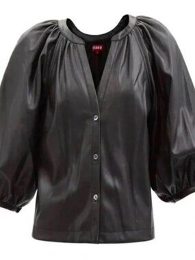 STAUD New Dill Black Vegan Leather Top